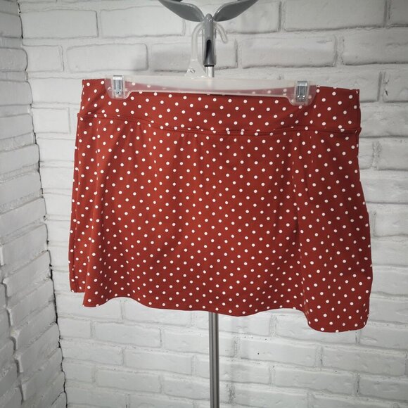 Lands' End Ladies Size 10 Rust w/ White Polka Dots 2 Piece Tankini Bathing Suit - Picture 2 of 15